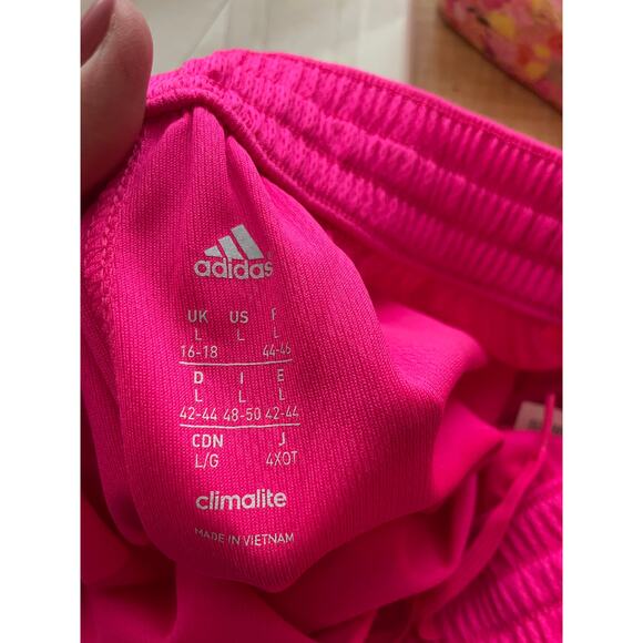 NWT Adidas Pink Climate Performance Shorts Elastic Waist Drawstring Large - Picture 6 of 7